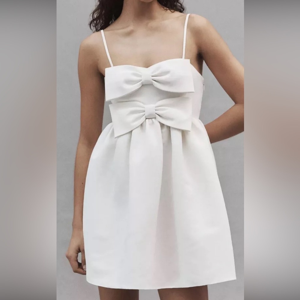 Anthropologie SACHIN & BABI NWT Sloane Taffeta Double Bow Pleated Midi Dress, 4